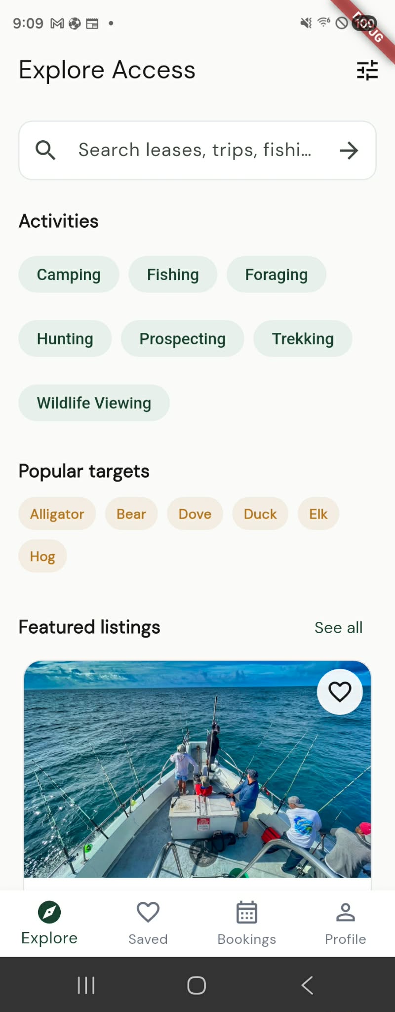 AccessTheWild mobile explore screen.